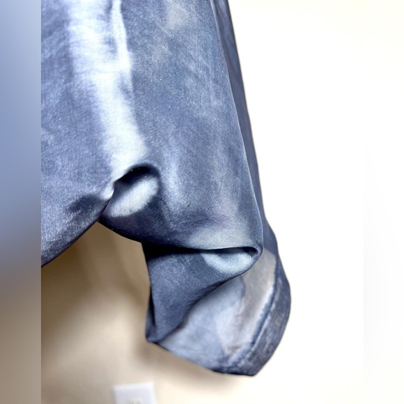 Silk Mixed 30% Viscose Elegant Sheer Gray Blouse - Picture 4 of 10